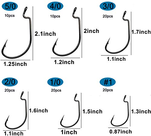Angelhaken für Barsch, Wurmhaken, 50 Stück/100 Stück, 3 x starke Angelhaken, versetzte Wurmhaken, aus Karbonstahl… – Bild 6