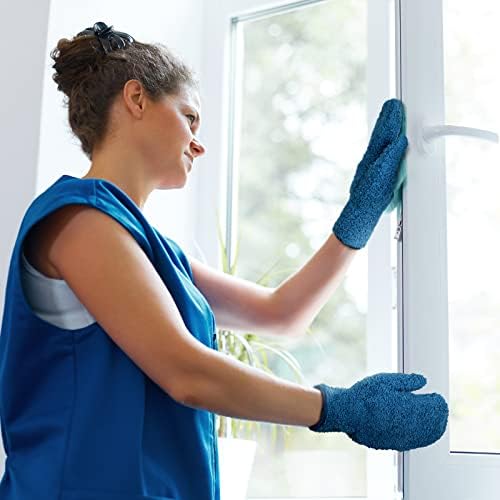 Bencailor 4 Pair Microfiber Dusting Mittens Reusable Women Cleaning Mittens with Thumb for Kitchen