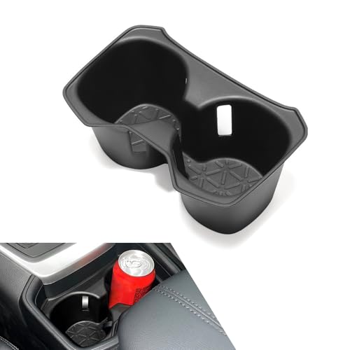 Hugwits Cup Holder Insert, 3D Center Console Cup Holder Organizer, Anti-Slip Shockproof Drink Holder Liner, Compatible with 2020-2024 RAV4 (Black)