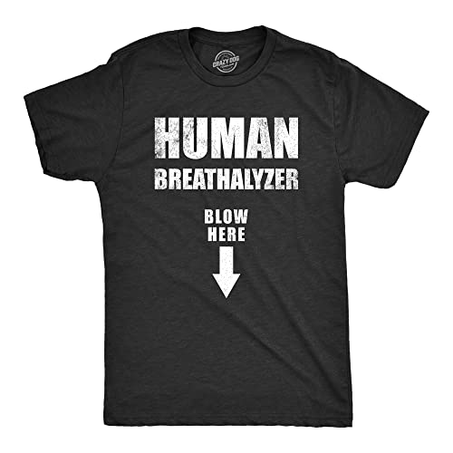 Mens Human Breathalyzer Blow Here T Shirt Funny Sex Blowjob Joke Tee for Guys Funny T Shirts Sarcastic Apparel for Men Cool Adult Humor Short Sleeve Black - L