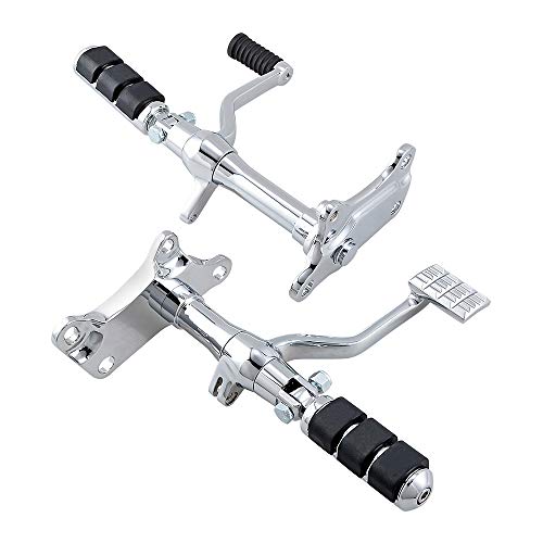Amopacorp Compatible With '91-'03 Xl883 Xl1200 Harley Sportster Set Forward Controls Shift Linkage Rod Foot Pegs Kit (Chrome) #TOP5