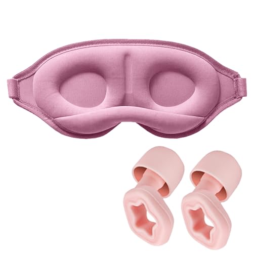 Blackout Sleep Masks for Women&Men Cotton Sleep Eye Mask for Sleeping with Adjustable Strap 3D Contoured Cup Blindfold Includes a Storage Pouch,2 Pair Noise Cancelling Ear Plugs for Travel,Work-Pink Blackout Sleep Masks for Women&Men Cotton Sleep Eye Mask for Sleeping with Adjustable Strap 3D Contoured Cup Blindfold Includes a Storage Pouch,2 Pair Noise Cancelling Ear Plugs for Travel,Work-Pink