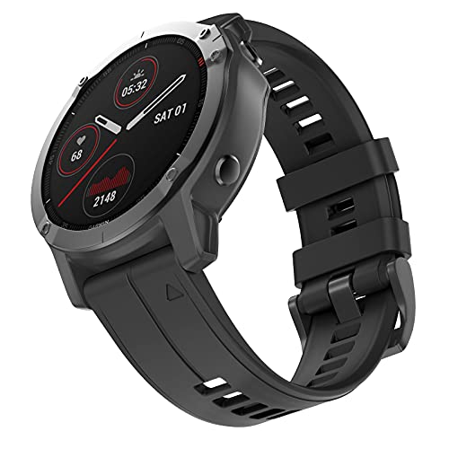 Bracelet de rechange silicone noir 20mm compatible montre Garmin Quatix 5