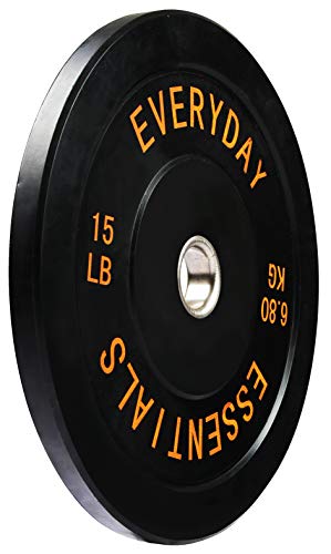 Balancefrom Color Coded Black Olympic Bumper Plate Weight Plate With Steel Hub, 15Lb Pair #TOP1