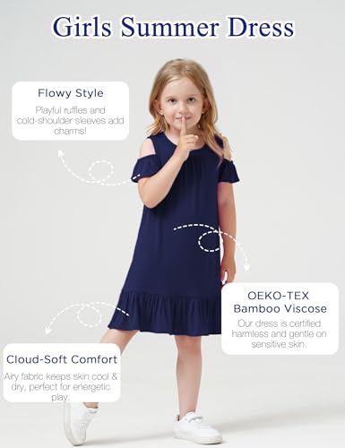 Girls Summer Dress Bamboo Viscose Short Sleeve Off Shoulder Casual Dresses2