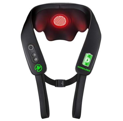 Masajeador de Cuello y Hombros Básico Shiatsu Masajeador Cervical con 3D Rotación y Función de Calor para Relajación de Fatiga en Casa, Oficina o Coche (Negro)