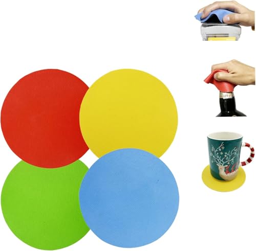 Rubber Jar Opener Gripper Pads, Multi Purpose Jar Bottle Can Lids Gripper Openers Reusable, for Seniors Weak Hands, Most Bottles, Used as Kitchen Coasters