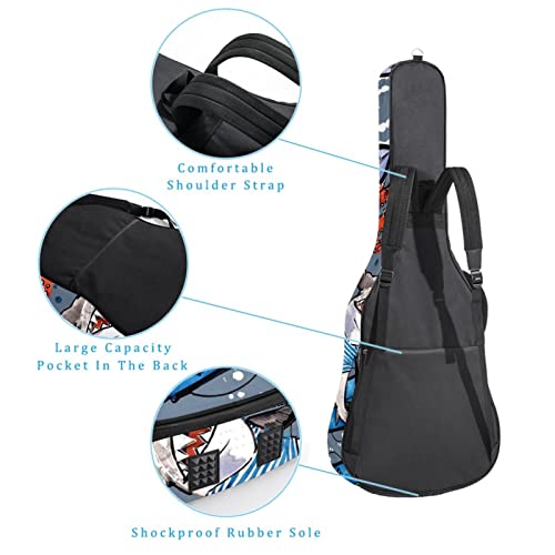 Housse de transport rembourrée imperméable Oxford pour guitare avec bandoulière réglable Motif pieuvre et requins - Les Beatles, Paul McCartney, John Lennon, RIngo Starr, George Harrison Housse de transport rembourrée imperméable Oxford pour guitare avec bandoulière réglable Motif pieuvre et requins – Image 4