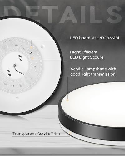 Image of Ken & Ricky 16 inch Modern Flush Mount Ceiling Light,Black,1 Pack