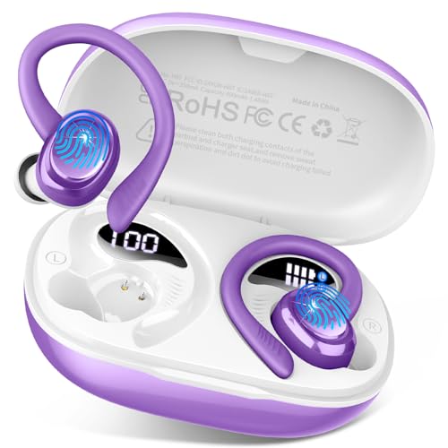 Hupoaf Ecouteurs Bluetooth 5.4 sans Fil Sport, Oreillette Bluetooth avec 4 ENC Mic, 60H Écouteur sans Fil avec HiFi Stéréo, IP7 Étanche, USB-C Charge Rapide Casque Running, Écran LED, pour Android iOS