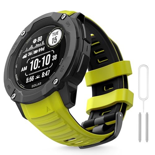 MYSNBKN 26mm Watch Strap for Garmin Instinct 2X/Instinct 2X Solar, Tactical Soft Silicone Replacement Strap with Adapter Tools