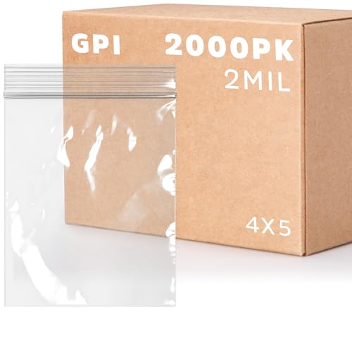 4" x 5" Zip Bags, 2000 Pack, 2 Mil, Reclosable Jewelry Bags, for Coins, GPI