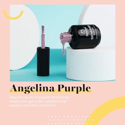 Image of Beetles Grey Purple Gel Polish - 15ml Nude Angelina Grey Purple Gel Polish, Soak Off UV LED Lamp Nail Art Salon DIY Design at Home Manicure Gifts for Women