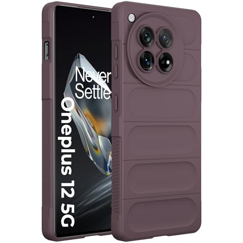 Image of A rtistque Back Cover Case for OnePlus 12 5G | with Inner Fabric | Stylish AirBag Case | Liquid Stripe Silicone | Camera Protection | Anti Slip Grip | OnePlus 12 Back Cover - Purple
