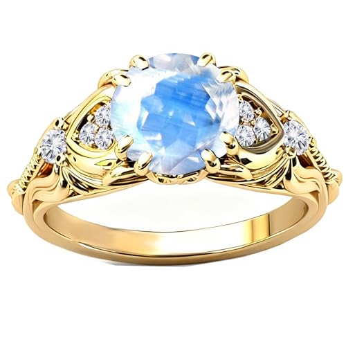 Image of Gemstone Vintage Rings for Women s925 Sterling Silver Round Cut 1.0 Carat Gemstone with Moissanite Promise Engagement Anniversary Ring for Her