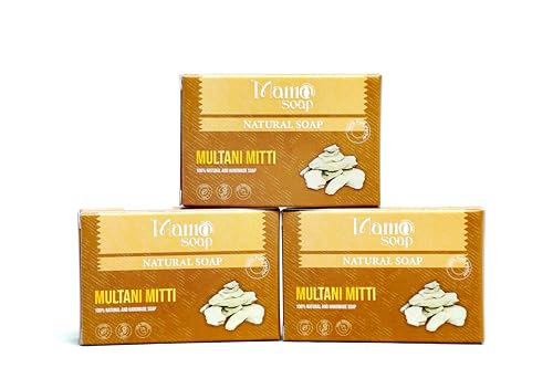 Image of Luxury Soap - Handmade Organic Ayurvedic Bath Bar with Pure Essential Oils for Glowing Skin | Sulfate-Free | For Men & Women (Pack of 3) (3, Multani-Mitti)