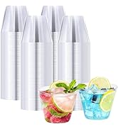 BYSNOW 100 Pack 9 oz Clear Plastic Cups, Plastic Wine Cups for Cocktail Party, Polystyrene Hard C...
