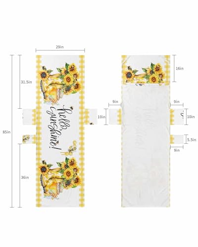 Sunflower Bee Beach Chair Cover with Side Pockets, Microfiber & Quick Dry Pool Chaise Lounge Chair Towels Covers for Sun Sunbathing Patio Garden Hotel, Yellow Buffalo Plaid Boot Spring Summer