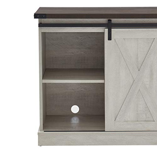 EDYO LIVING Farmhouse Sliding Barn Door TV Stand for TV up to 65 Inch Flat Screen Media Console Table Storage Cabinet Wood Entertainment Center Sturdy Ranch Rustic Style (Gray Wash)
