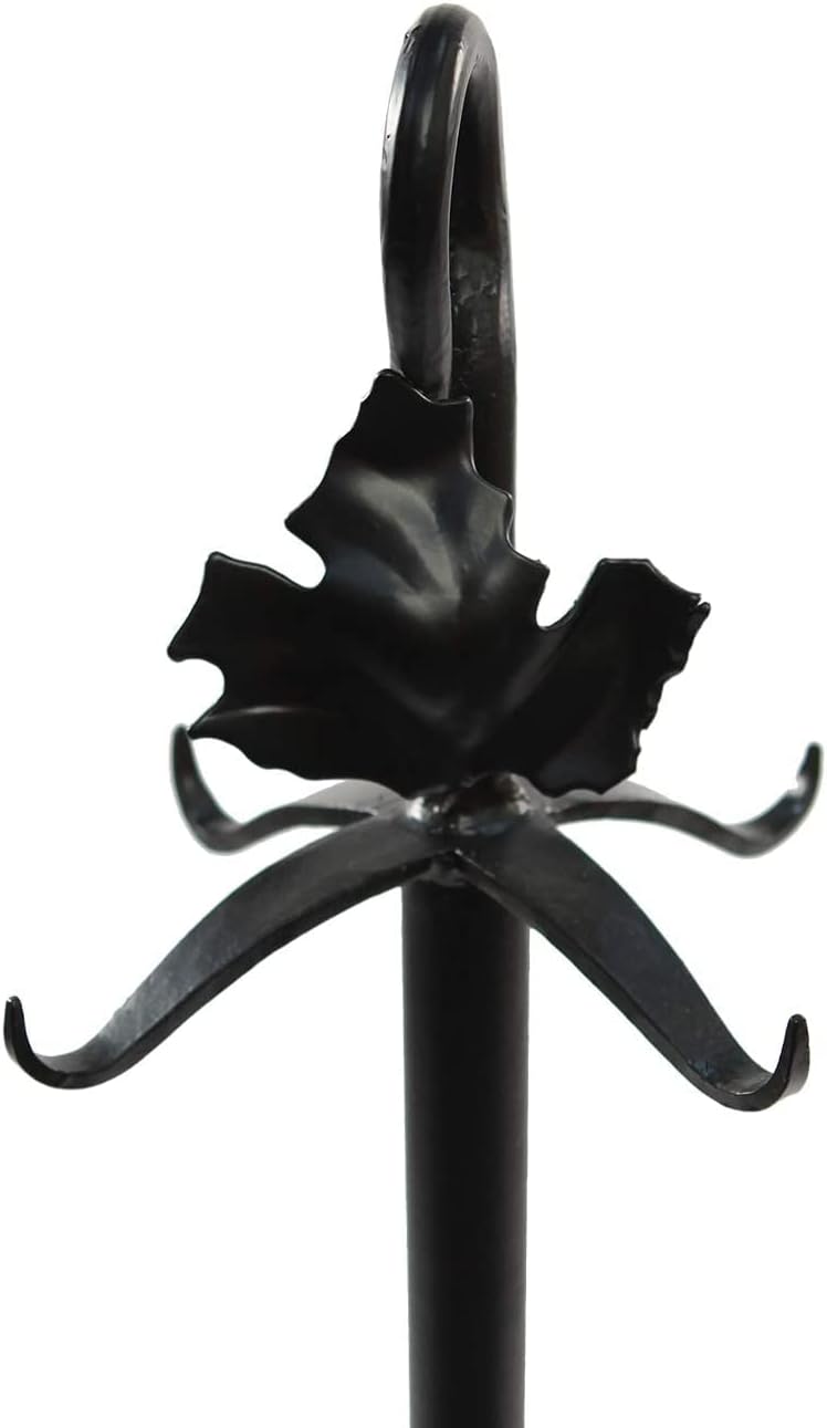 Maple Leaf 5-Piece Wrought Iron Fireplace Tool Set, Graphite