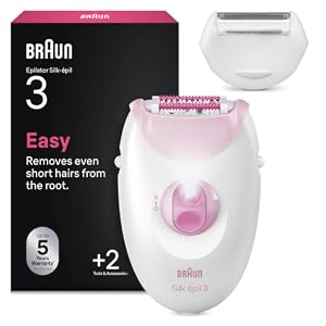 Braun Silk·épil 3 Epilierer Damen, Kabelgebundener Ladyshaver für Eine Einfache Haarentfernung, Langanhaltend Glatte Haut — Inkl. Rasieraufsatz und Trimmerkamm — 3-032, Pink
