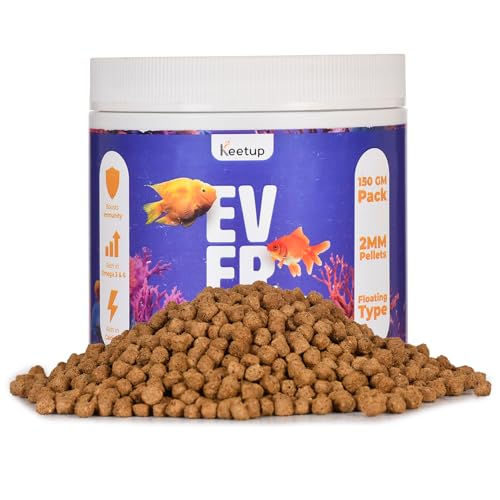Image of EverBloom Premium Fish Food Pellets (2MM) Fortified with BSFL Protein, Omega 3 & 6, Calcium & Immunity Boosters | No Artificial Colours | Floating Pellets for All Aquarium Fish (150g)