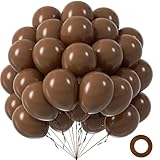 Dark Brown Balloons 12 inch, Brown Latex Balloon 50pcs Party Balloons for Coffee Birthday Baby Shower Wedding Anniversary Party Decorations