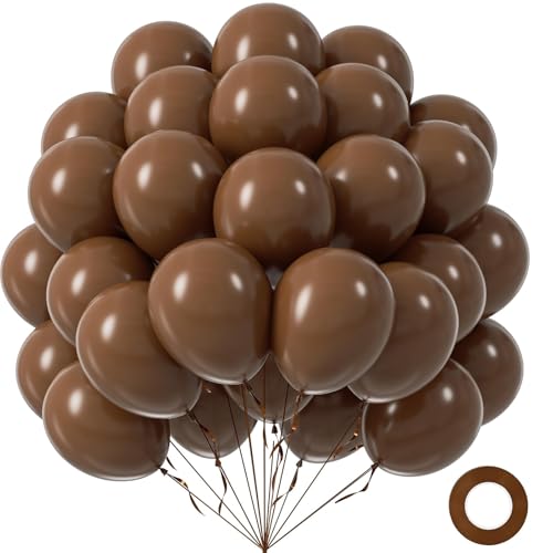 Dark Brown Balloons 12 inch Brown Latex Balloon 50pcs Party Balloons for Coffee Birthday Baby Shower Wedding Anniversary Party Decorations