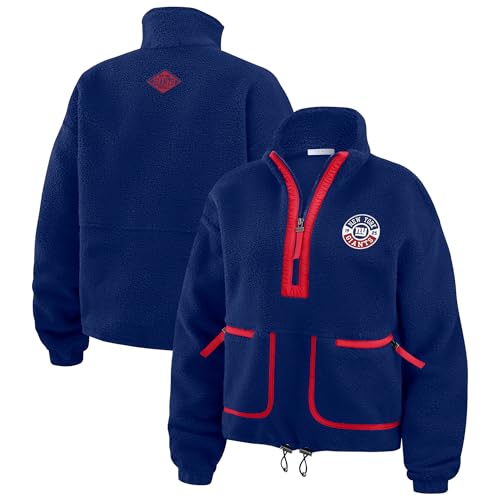 WEAR by Erin Andrews Women's Royal New York Giants Polar Fleece Half-Zip Jacket