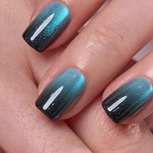 Image of CurvLife Soft Gel Square Press-On Nails Short, Reusable Fake Nails with Glue & Adhesive Tabs, 30PCS Salon-Quality Stick-On Nails for At-Home Manicure (Midnight Tide)