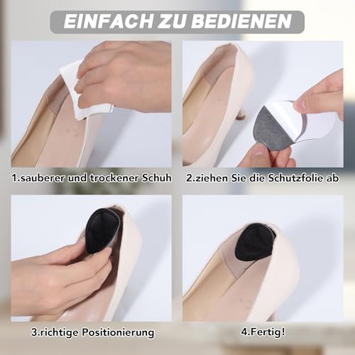 6 Paar Fersenpolster Schwarz, Fersenschutz Schuheinlagen Antirutsch Fersenkissen Selbstklebend Fersenpads für die Meisten Arten