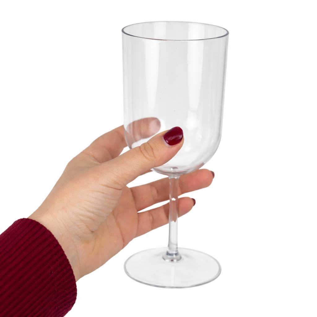 Pincho Copa Vino Clasica 400ml (Pack de 4) Copas de Plastico Transparente para Vino y Cocteles, Pie Estable, Ideal para Fiestas, Jardin, Camping, Picnic y Eventos