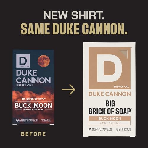 Image of Duke Cannon Big Brick of Soap - Buck Moon, 10 oz Bar, Vetiver & Oak Moss Scent, Triple Milled, Supports U.S. Veterans. (3 Pack)