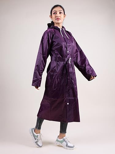 Image of Rupa Rainsuit Women Waterproof PVC Raincoat with Hood & Carry Bag | Lightweight Rainwear for Women with Front Zip | Solid Color | Standard Length | Pack of 1