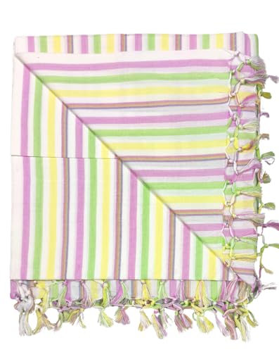 Image of Arvore Bunkaar Pure Handloom 100% Soft Desi Bamboo Viscose Soft Bhagalpuri Andi Chadar /Summer Blanket /Khes /Top Sheet /AC Blanket /Odhne wali Chadar (Multi Color New, Striped, 1, Bhagalpuri Chadar)