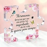 FANAOREN Regalo Hermana, Regalo para Mi Hermana, Placa Acrílica en Forma de Puzzle, Regalos Hermana, Regalos Hermana Cumpleaños Navidad San Valentin Acción de Gracias