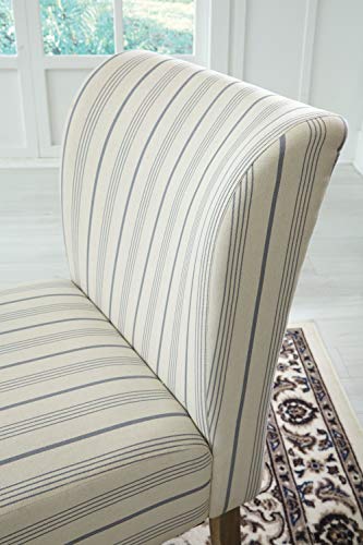 Signature Design by Ashley Triptis Casual Armless Accent Chair, Cream with Blue Pinstripe - Image 5