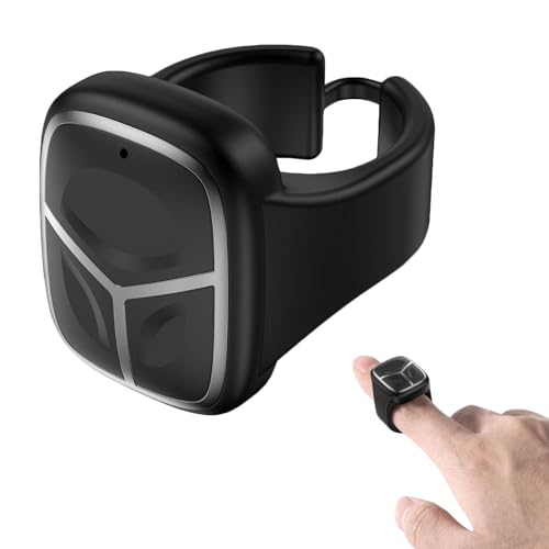 Bluetooth Ring Mouse, Wireless Handheld Remote Control Finger Mouse, Portable Mini Wearable Rechargeable for Phone/Tablets/iOS/Android/Harmony OS (Black)