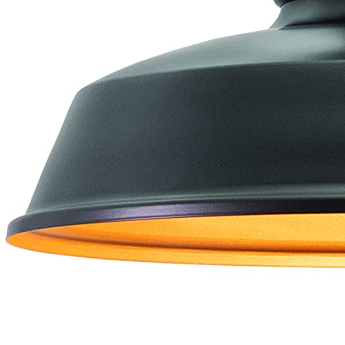 Vaxcel Indoor Outdoor Ceiling Light - Dorado Dark Bronze/Light Gold Semi Flush Mount Light Fixture With Open Bottom, Ideal For Outdoor Carport Light, Front Porch Ceiling Light, Patio Ceiling Light #TOP9
