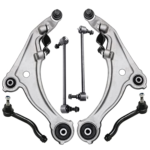 Image of Detroit Axle - 6pc Front End Control Arms Kit for 09-14 Nissan Maxima, 2 Outer Tie Rods 2 Lower Control Arms w /Ball Joint 2 Sway Bars 2009 2010 2011 2012 2013 2014 Replacement