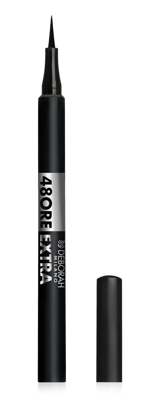 Deborah Milano - 48 Ore Extra Eyeliner Nero Waterproof a Penna, Formula con Pigmenti Ultra-Neri a Lunga Tenuta fino a 48H, No Transfer, Punta Sottile in Feltro per un Finish Preciso e Intenso, 1.5 gr