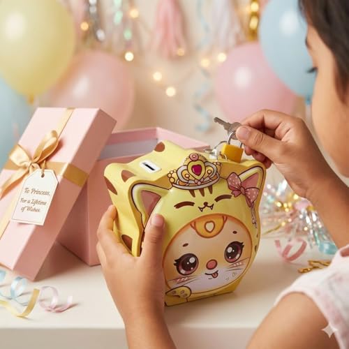 Image of Sajani Cute Cartoon Creative Portable Piggy Bank, Money Saving Box with Combination Lock, Mini Coin Bank Gifts for Boys and Girls, Best Return Gifts for Kids (Pack of 1) (Tiger - Yellow)