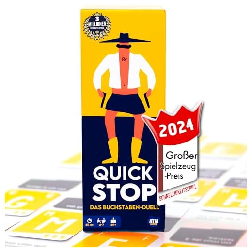 ATM Gaming Quickstop - Das Buchstaben-Duell - Kartenspiel für Jugendliche und Erwachsene - Schnell und Verrückt - 2 bis 7 Spieler - Kartenspiel ab 10 Jahren - Familienspiel