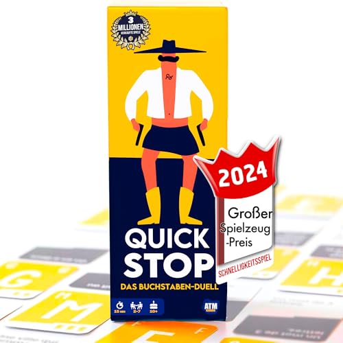ATM Gaming Quickstop - Das Buchstaben-Duell - Kartenspiel für Jugendliche und Erwachsene - Schnell und Verrückt - 2 bis 7 Spieler - Kartenspiel ab 10 Jahren - Familienspiel