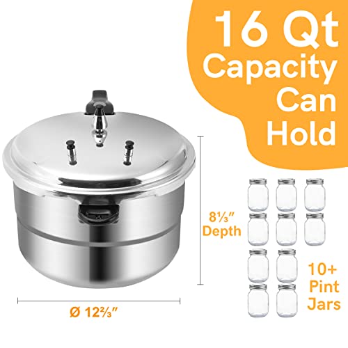BreeRainz 16 Quart Pressure Cooker, Induction Compatible & Auto Lock System