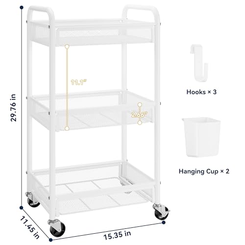 3-Tier-Metal-Rolling-Cart-White-Utility-Storage-Cart-with-Wheels-Metal-Mesh-Craft-Cart-With-Hooks-Hanging-Cups-Ideal-For-Kitchen-Bathroom-Office-Dorm-Art-Workspace-Bedside-Storage
