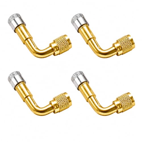 JiangZShangM 4PCS Extensions de Valve 90 degrés, Rallonges de Valve à 90 degrés pour Valve Pneu Voiture et Valve Coudée Moto, Adaptateur de Tige de Valve...
