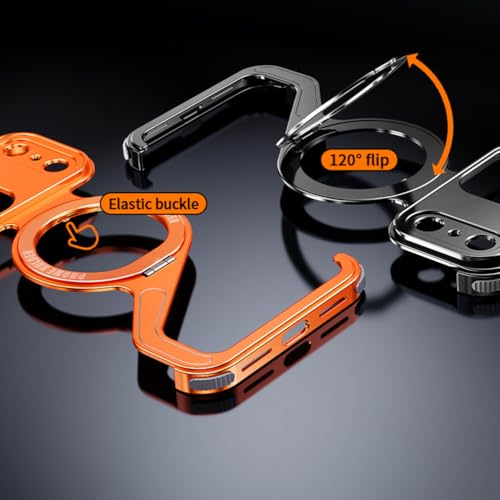 Coque en métal iPhone Air haut de gamme orange avec support magnétique - 2