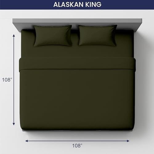 Image of SGI 108 inchx108 inch 4 Pc Alaskan King Sheet Set 600 TC 12 inch Deep, Olive Green
