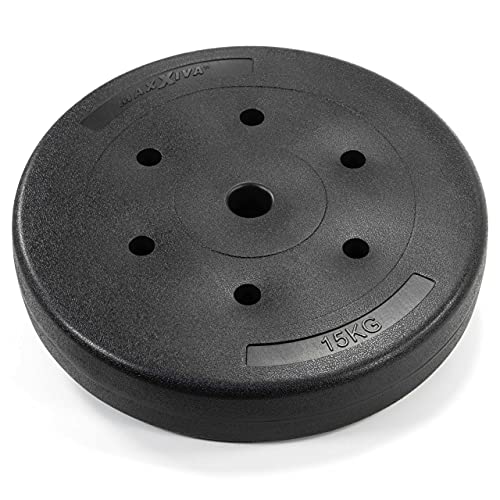 Foto von MAXXIVA Hantelscheiben-Set Zement 2 x 15 kg Ersatzgewichte für Muskelaufbau Krafttraining Fitness-Zubehör Gewichtheben Gewichtsscheiben 30 kg